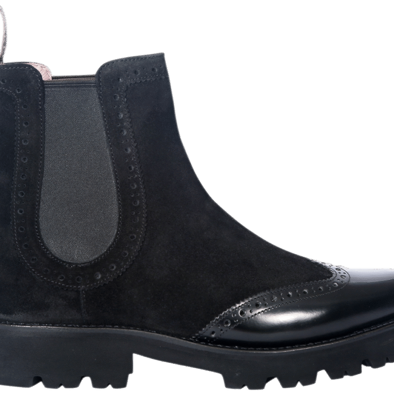 Jessie - Black Suede / Black Polish Wing